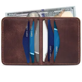 Otto Angelino 193029100209 Genuine Leather Ultra Slim Bifold Card And Cash Wallet - Unisex
