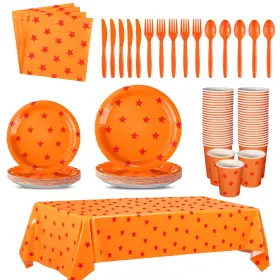 Ie-oudain-3068 Oudain 170 Pcs Anime Dinner Plates 9 Inches Yellow And Red Stars Patterns