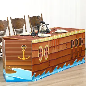 Ie-oudain-3145 Oudain 72 X 30 Inch Pirate Party Tablecloth With Prow Cardboard Ship