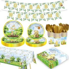 B0cgm2k7d1 Ouniy 177pcs Vintage Winnie Bear Baby Shower Pooh Party Supplies Decorations Oh P