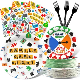 Outego 4s--gamenight-f Game Night Party Decorations Set - Fun Plates Napkins And