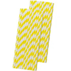 Outside The Box Papers 680051042084 Striped Paper Straws - Yellow White 7.75 Inches Pack Of 50 Brand