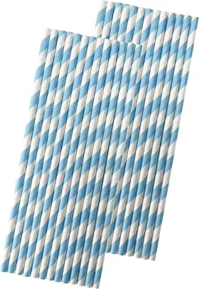 Str-0613 Outside The Box Papers Stripe Paper Straws - Light Blue And White 7.75 One Size