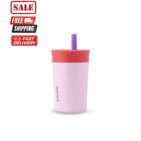 C05802 Owala Kids Insulation Stainless Steel Tumbler With Spill Resistant Purple And Pink