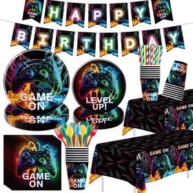 Owelleny Mj039 Video Game Birthday Decorations On Party Supplies Paper Plate