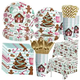 Mj096 Owelleny Christmas Party Decorations Gingerbread House Cookie Paper Plates