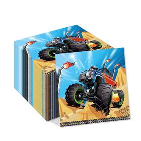 Oxylipo Mm188-zj Monster Truck Dessert Napkins 40pcs 13x13in 3-ply Paper Party