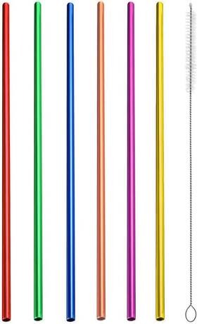 Oyoy 744759694911 6pcs Reusable Metal Straws Drinking Aluminum Smoothies