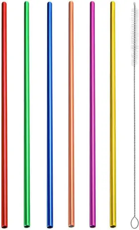 Oyoy 744759694911 6pcs Reusable Metal Straws Drinking Aluminum Smoothies