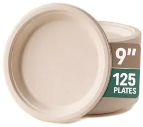 Mchef-bgp-9-125 Oznc Global Ithalat Ihracat Ltd. Sti. Disposable Plates Sturdy And Durable Compostable Paper 9-inch 125