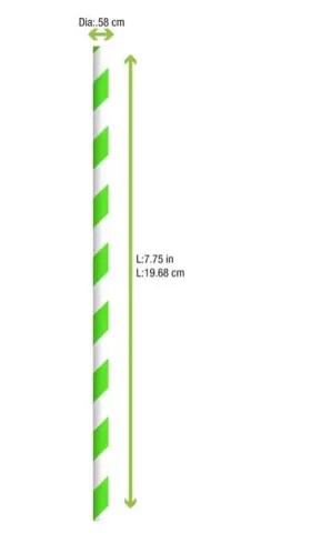 Packn Wood 282552153541 Durable Green And White Striped Paper Straw- Wrapped- 3000 Per Case