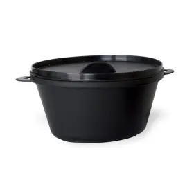 209mbcoc350 Packnwood 282552127757 - Black Pot With Lid Case Of 144 Recyclable Plastic