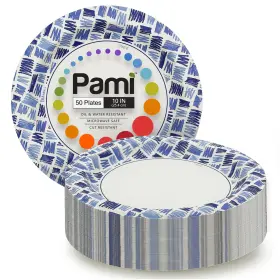 Pami 381416060162 Premium 10 Inch Plates Pack Of 50 Heavy-duty Disposable Dinner Micr