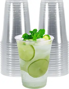 Pami 381416089132 Clear Plastic Party Cups Pack Of 30 - 16oz Disposable Drinking Glasses- F