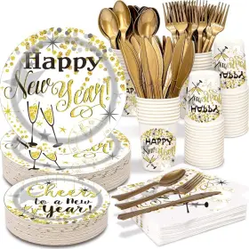 Pammyan 717373370745 2025 Happy New Year Party Plate Tableware Set 177 Pcs Supplies Di