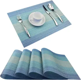 Panda Palm 692232090968 Vinyl Placemats Washable Table Mats Easy To Clean Woven 4 Coastal