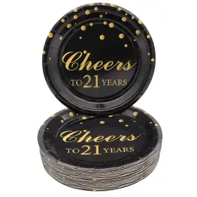 Supplies50 Pandecor 664918785994 21st Birthday Party Pcs Cheers To 21 Years Disposable 7 Inch Paper Pl