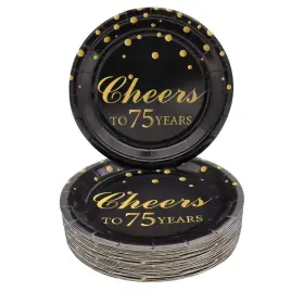 Pandecor 664918786014 75th Birthday Party Supplies 50 Pcs Cheers To 75 Years Disposable 7 Inch Pape