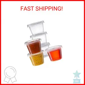 Pantry Value 810085791034 1 Oz. - 100 Count Clear Disposable Plastic Portion Cups With Lids