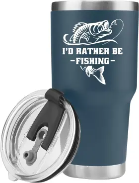 Panvola 366215395455 Iftd Rather Be Fishing Fisherman Tumblers 30 Ounces Blue