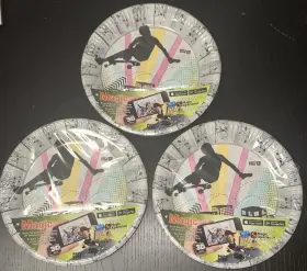 85970 Pap Star Lot X 3 Skater Paper Plates By Magic Scan For 3d 23cm 30 Total