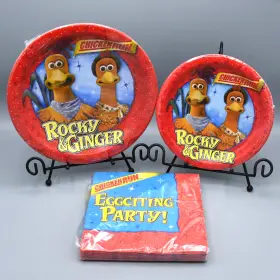 Paper Art 073525136301 Chicken Run Movie Rocky Ginger Party Plates Napkins Vintage 2000 Aardman