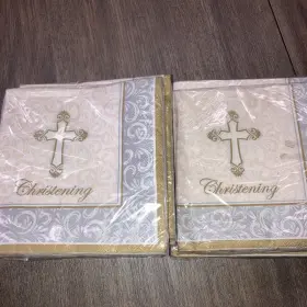 Napkins-144 Paper Art 073525771298 Lot Of 9 Packs 16 Christening Large Napkins Tolal