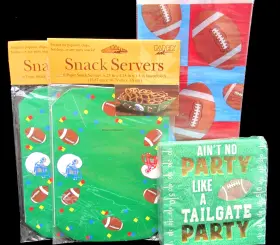 Paper Art And Design Focus 840341638537 Football Party Supplies Lot Tailgate Napkins Snack Servers Treat Bags New