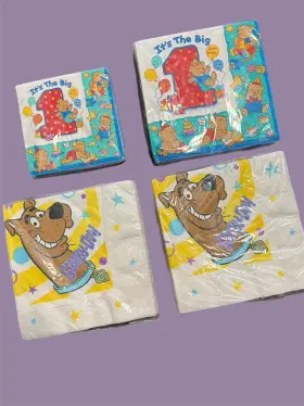 1bev2130 Paper Express Vintage Nos Scooby Doo Dessert Napkins Party 1998 Big One Teddy Bear