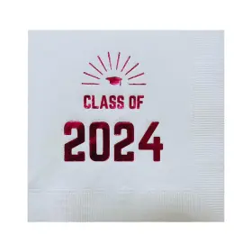 202425 Paper Frenzy 842767176587 Graduation Foil Stamped Party Napkins Class Of Pack Maroon