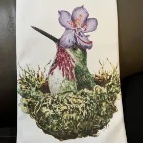 Paperproducts Design 810003863072 Set Of 2 - Kitchen Guest Bar Towel Cotton Hummingbird Purple Gift 18 Inch X 26 New