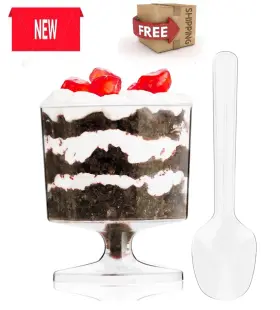 Paracity 313033047035 2 Oz Dessert Cups With Spoons 30 Pack Mini Plastic Parfait Appetizer Cup Paracity 313033047035 2 Oz Dessert Cups With Spoons 30 Pack Mini Plastic Parfait Appetizer Cup