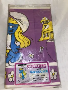 Party 011179054169 Smurfette Vintage Paper Table Cover Birthday Supplies Decorations Cloth