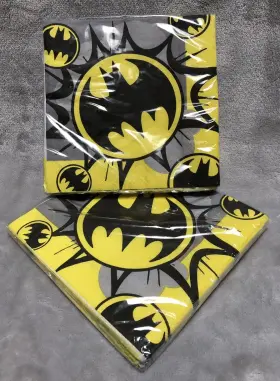 Party 011179208722 New X2 Batman Classic Bat Logo Birthday 2-ply Paper Napkins 16ct Packs