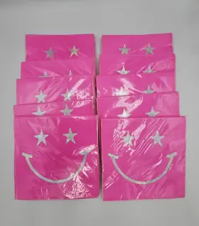 Party 011179415373 Lot Of 10 Rainbow Vibes Pink Star Eyes Smiley Face Luncheon Napkins 16 Ct