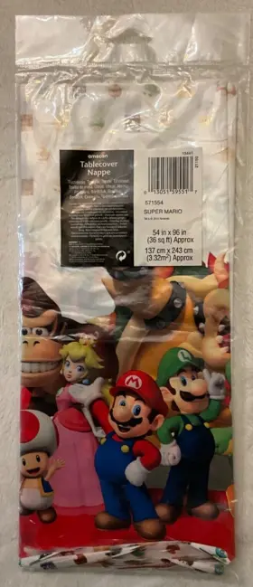 Party 013051595517 Super Mario Brothers Plastic Tablecover Birthday Decoration 54 Inch X 96