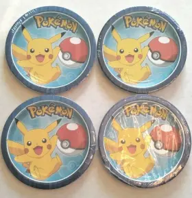 Party 013051757502 Pikachu Pokemon Core Birthday Plates 8 Count Packs 2017 Design Ware Lot X4