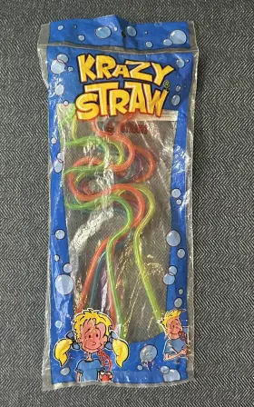 Party 015201640061 Vintage Original Bendy Krazy Straws - Assorted Neon Colors 6 Pack