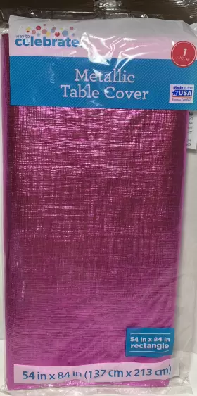 Party 039938440121 Pink Metallic Table Cover 54x84 Rectangle New