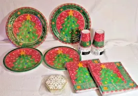 Party 048419135548 Christmas Paper Plates 2 Sizes Napkins And Cups 104 Pc. Lot Party 048419135548 Christmas Paper Plates 2 Sizes Napkins And Cups 104 Pc. Lot