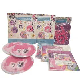 Party 064319227596 My Little Pony Birthday Pack Table Cover Plates Banner Swirl Decoration
