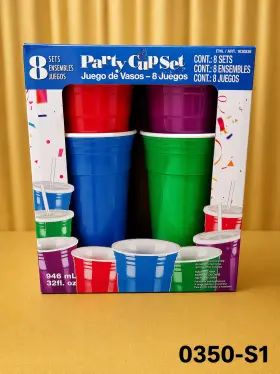 0350-s1 Party 1630836 8 Pc Cup Set 32 Fl Oz Each -