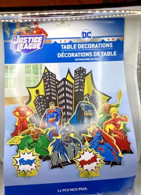 Party 192937122624 Justice League Heroes Unite Table Decorating Kit 11pc Birthday Supplies