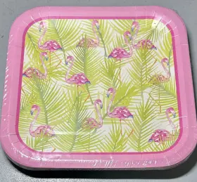 236573 Party Flamingo Pink Paper Dinner Plate Summer Birthday Picnic Wedding Tiki 14/pk