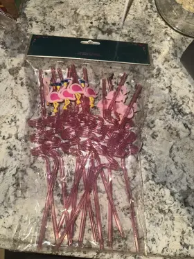 Party 780984147778 12 Flamingo Cocktail Plastic Drinking Silly Pink Straws Fun Summerprop New