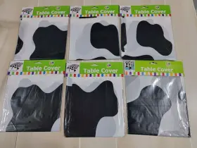 1771 Party 85/1771 6 Pk Cow Print 54 Inch X 72 Disposable Plastic Table Cover Black And White Farm