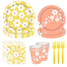 Party Berry 744343154296 120 Pcs Daisy Decorations Birthday Disposable Dinn