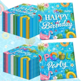 C1b0bxh2b97bc1 Party 80pcs Swimming Pool Napkin Decoration Summer Birthday Suppl