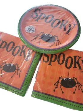 Party Creations 039938050740 8 Spooky Spider Paper Plates 2 Packs Halloween 36 Ply Napkins Party Creations 039938050740 8 Spooky Spider Paper Plates 2 Packs Halloween 36 Ply Napkins