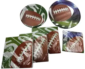 Party Creations 039938505264 Football Pack Large/small Napkins Plates